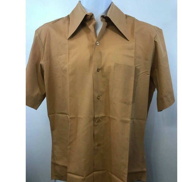 Marlboro Other - 1970's Vintage Marlboro Mens Button Front Shirt Brown‎ Short Sleeve Pocket M
